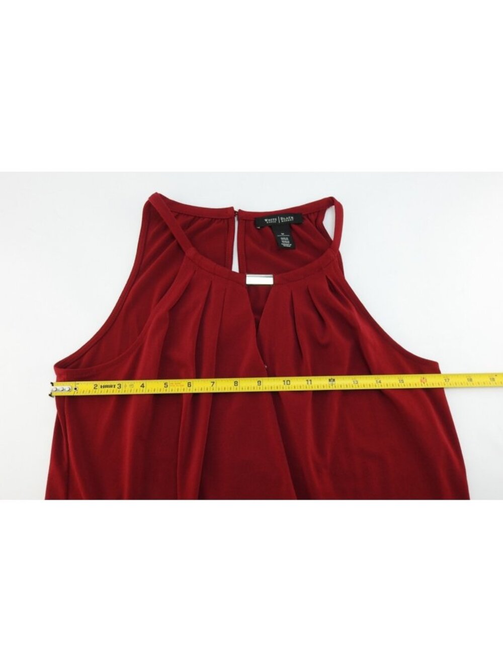 White House Black Market Red Sleeveless Blouson Keyhole Top Medium Stretch - Picture 9 of 13